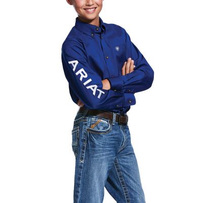 Ariat Team Logo Twill - Overhemd Blauw / Wit Kinderen - 16628-901